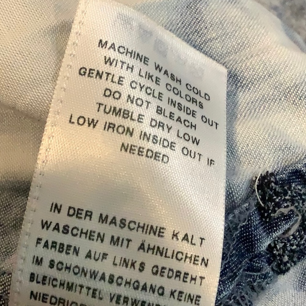 TRUE RELIGION Y2K Oversized Cotton Blue Acid Wash Punk Grunge Alt Urban Top S - Picture 10 of 10